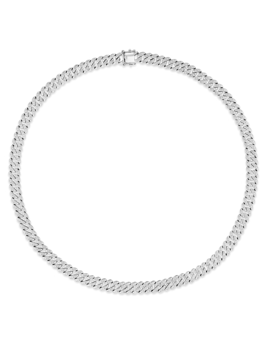 21 Inch Havana Cuban Lab Diamond Necklace 1.20ct Set in 925 Silver