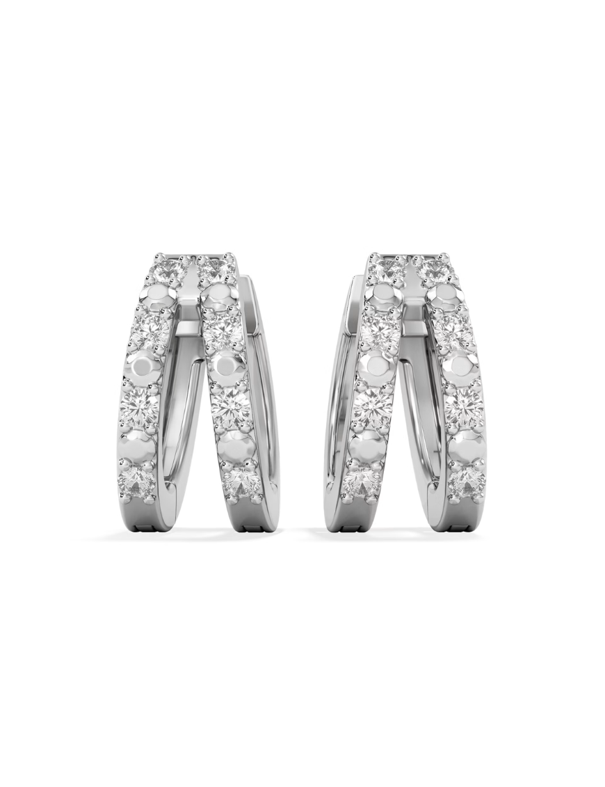 Duo Row Huggie Lab Diamond Earrings 0.22ct in 925 Silver