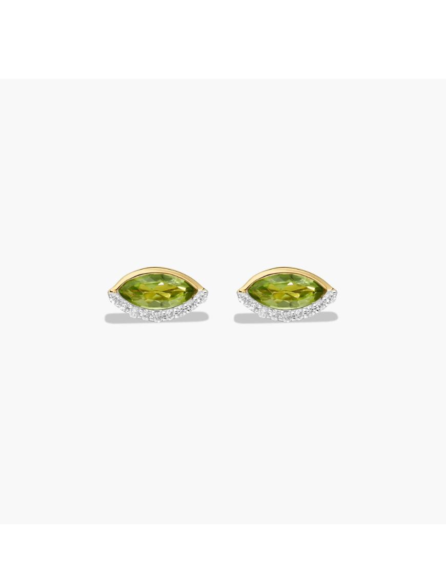 Radiant Reflections Marquise Cut Peridot Earrings In 14K Yellow Gold